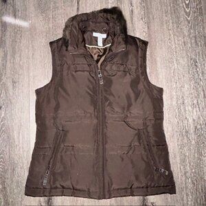 Charter Club Puffer Vest with Zippered Pockets Brown Women's Sz S Small